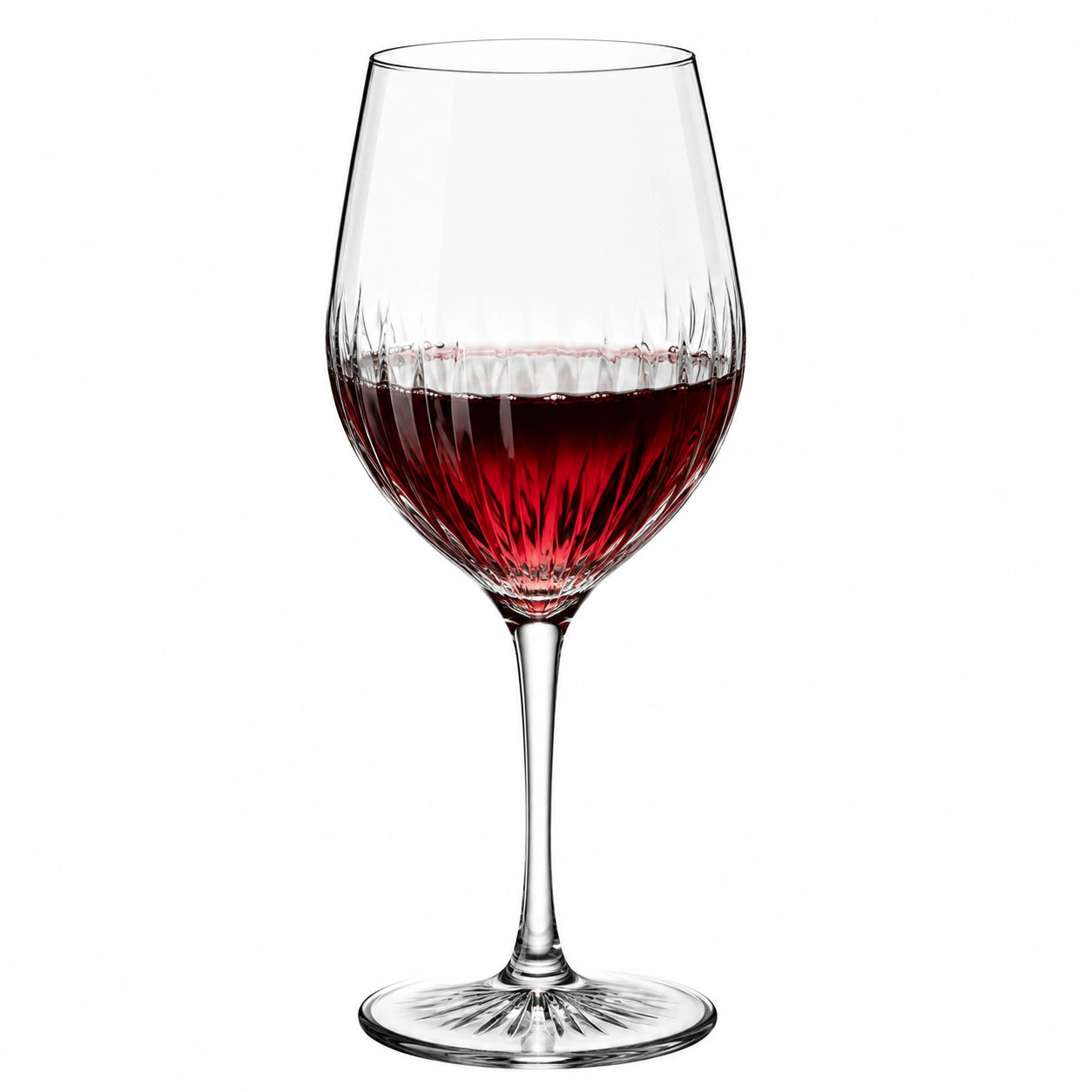 Calice da vino 450 ml in vetro trasparente sfaccettato con stelo