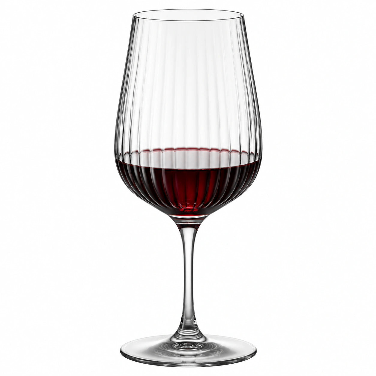 Calice da vino in vetro trasparente 500 ml 23 cm con texture scanalata