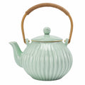 Teiera 1.20 L in ceramica verde salvia con manico rivestito stile classico