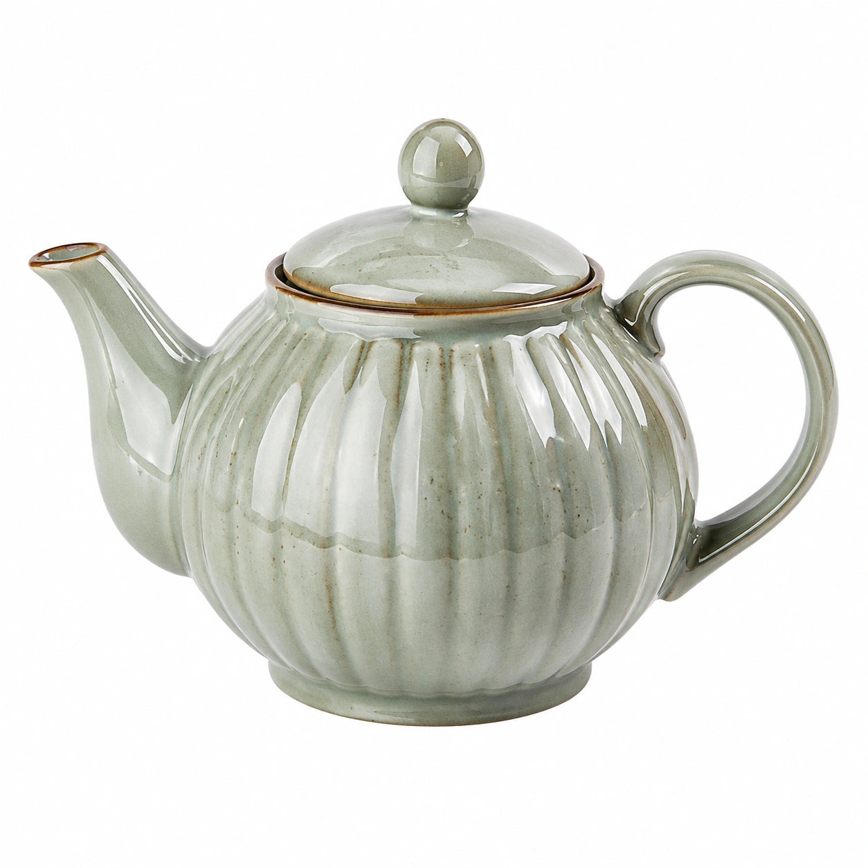 Teiera in ceramica 0.90 L verde salvia con coperchio stile classico