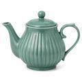 Teiera in ceramica verde 1.00 L con coperchio - design scanalato