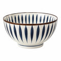 Ciotola 23 cm in ceramica bianca e blu con motivo fogliare