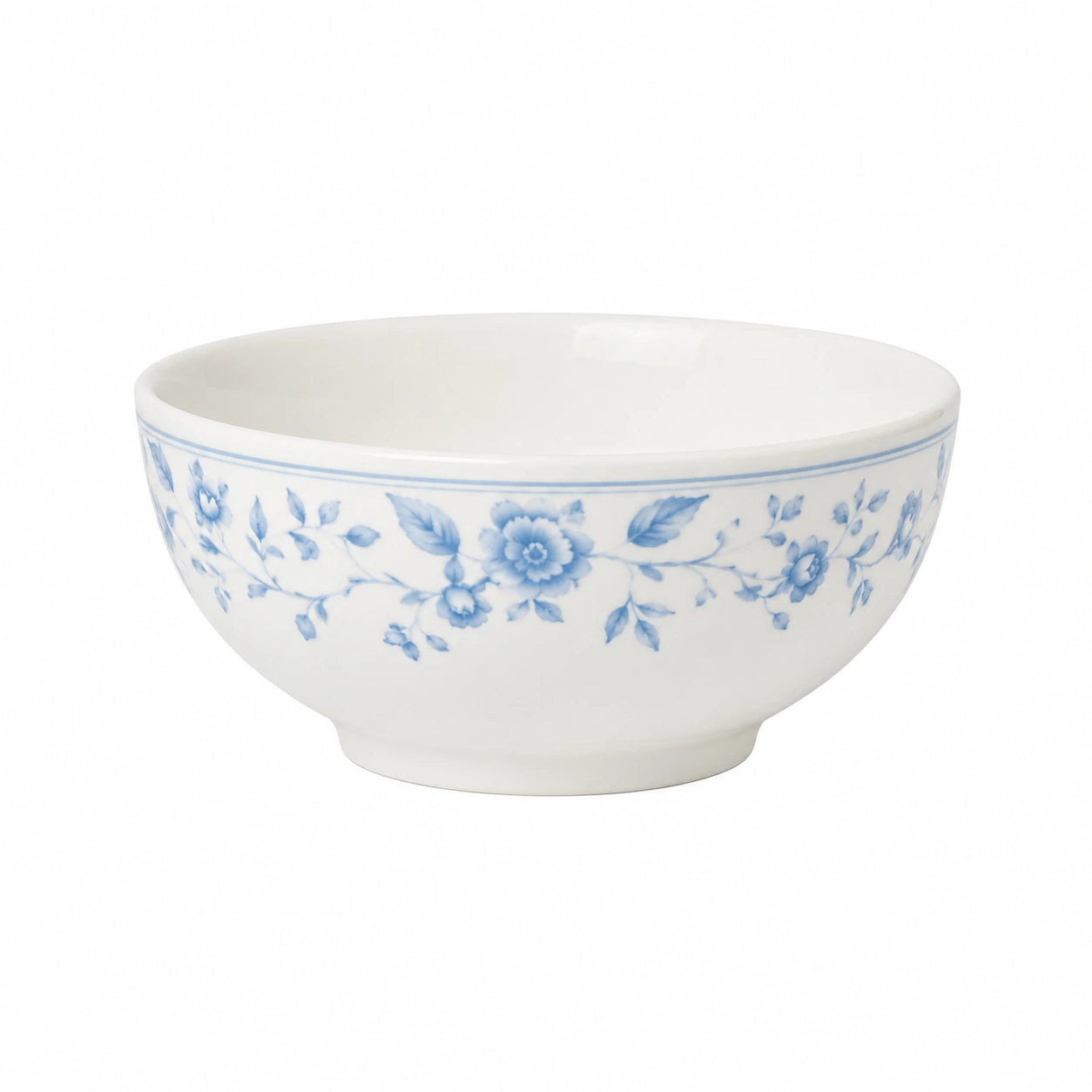 Ciotola 18 cm in ceramica bianca e blu con motivo floreale - stile classico per servire