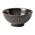 Ciotola 18 cm in ceramica nera e marrone con decoro puntinato stile rustico