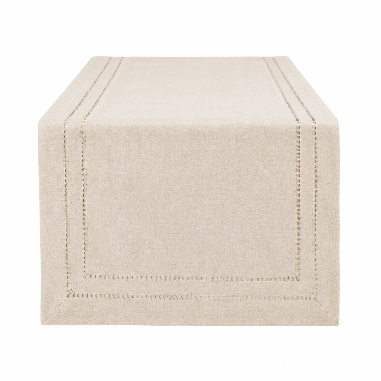 Runner da tavola 180 x 33 cm beige in tessuto effetto lino - stile classico
