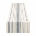 Runner da tavola 180 x 35 cm in tessuto avorio e blu a righe stile rustico