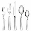Set di posate 5 pezzi in acciaio inox argento stile classico per tavola