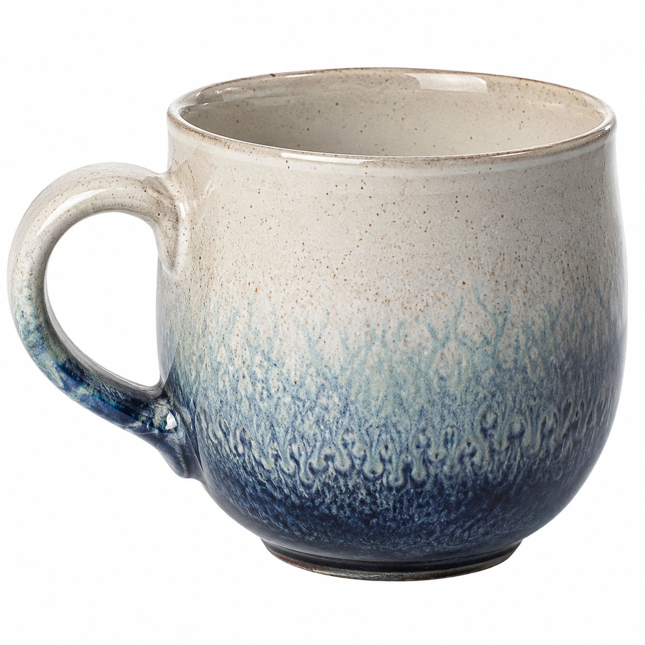 Tazza in ceramica 400 ml blu/beige con manico stile rustico