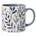 Tazza 400 ml in ceramica bianco/blu con motivo botanico per bevande calde stile naturale