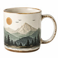 Tazza in ceramica 450 ml bianca con paesaggio montano stile rustico