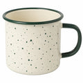 Tazza smaltata 350 ml beige e verde con motivo puntinato - manico ampio per bevande calde e fredde