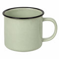 Tazza smaltata 350 ml verde chiaro con bordo nero per bevande calde e fredde
