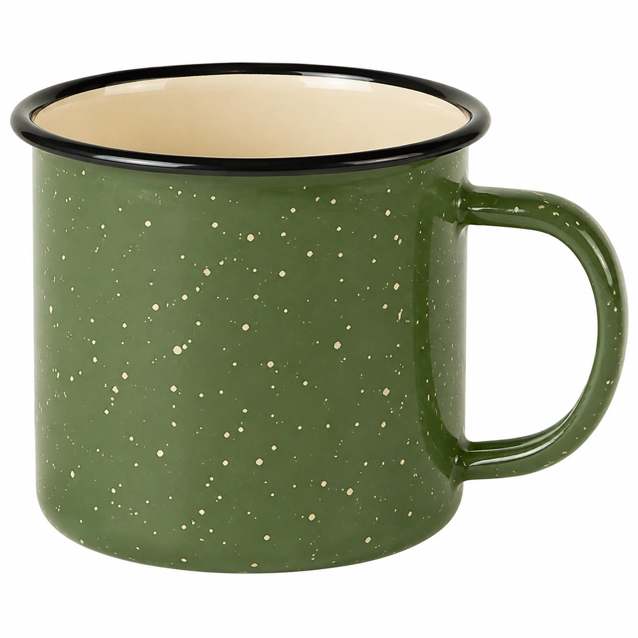 Tazza 350 ml in acciaio smaltato verde per bevande calde stile campeggio