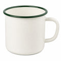 Tazza 400 ml in acciaio smaltato bianco e verde scuro - stile puntinato per bevande calde e fredde